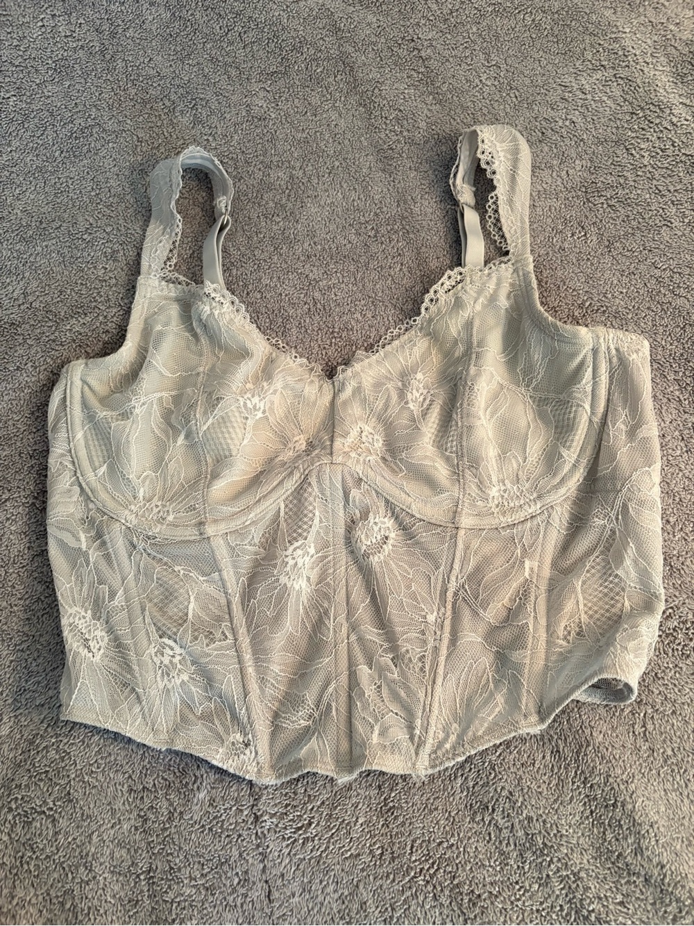 Gilly Hicks Lace Bustier Corset Top Size Large Unlined Boning On Bodice